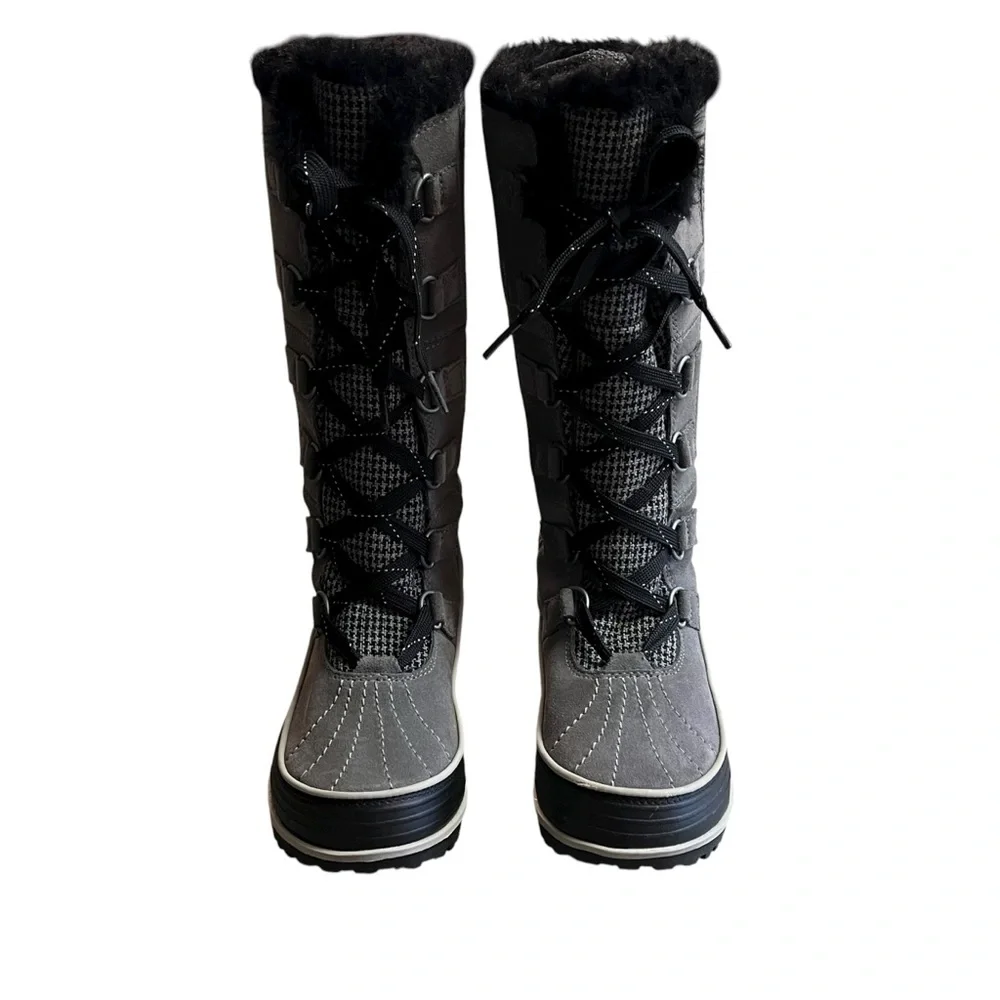 Sorel Tivoli II High Houndstooth Waterproof Winter Snow Boots Size 8‎ Black Gray